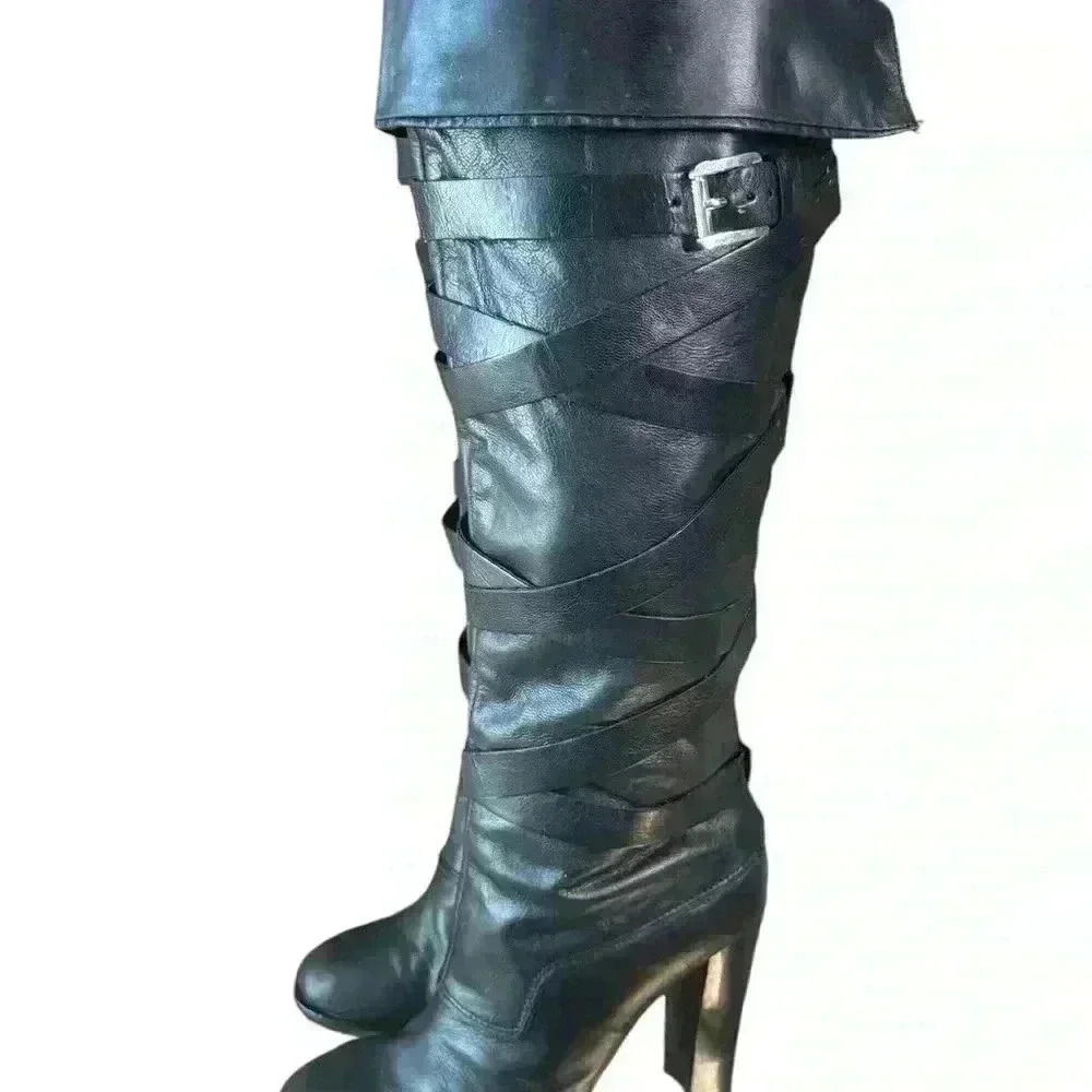 Michael Kors Women’s Greenwich Tall Belted Knee High Riding Boots Size 71/2. - Picture 5 of 10